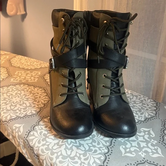 Apt. 9 Black and Olive Ankle Boots - Picture 2 of 8